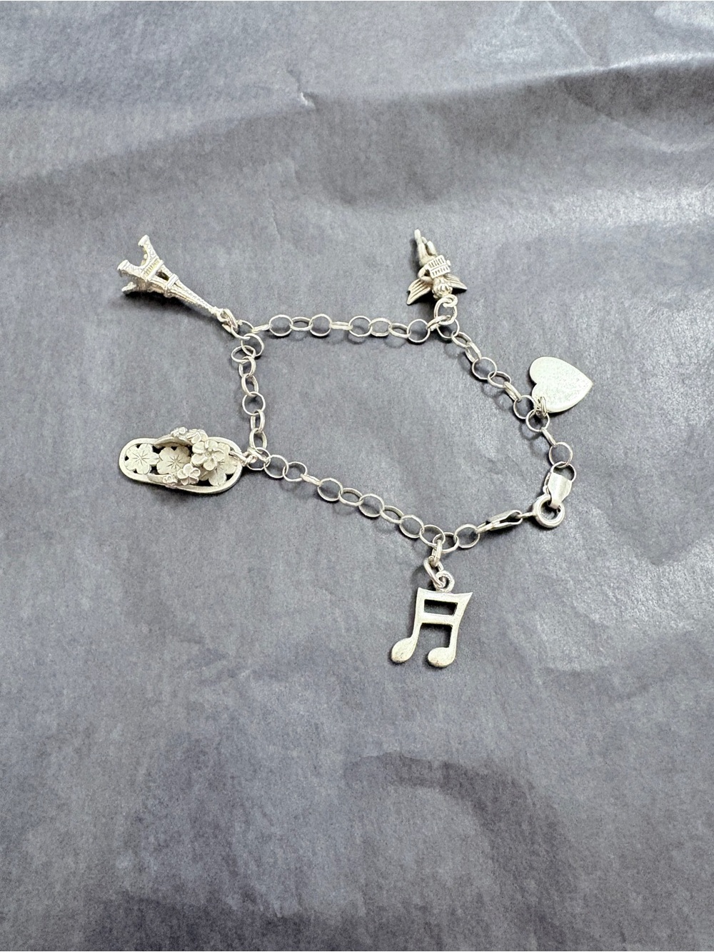 VINTAGE 925 Silver Charm Bracelet with 5 Charms